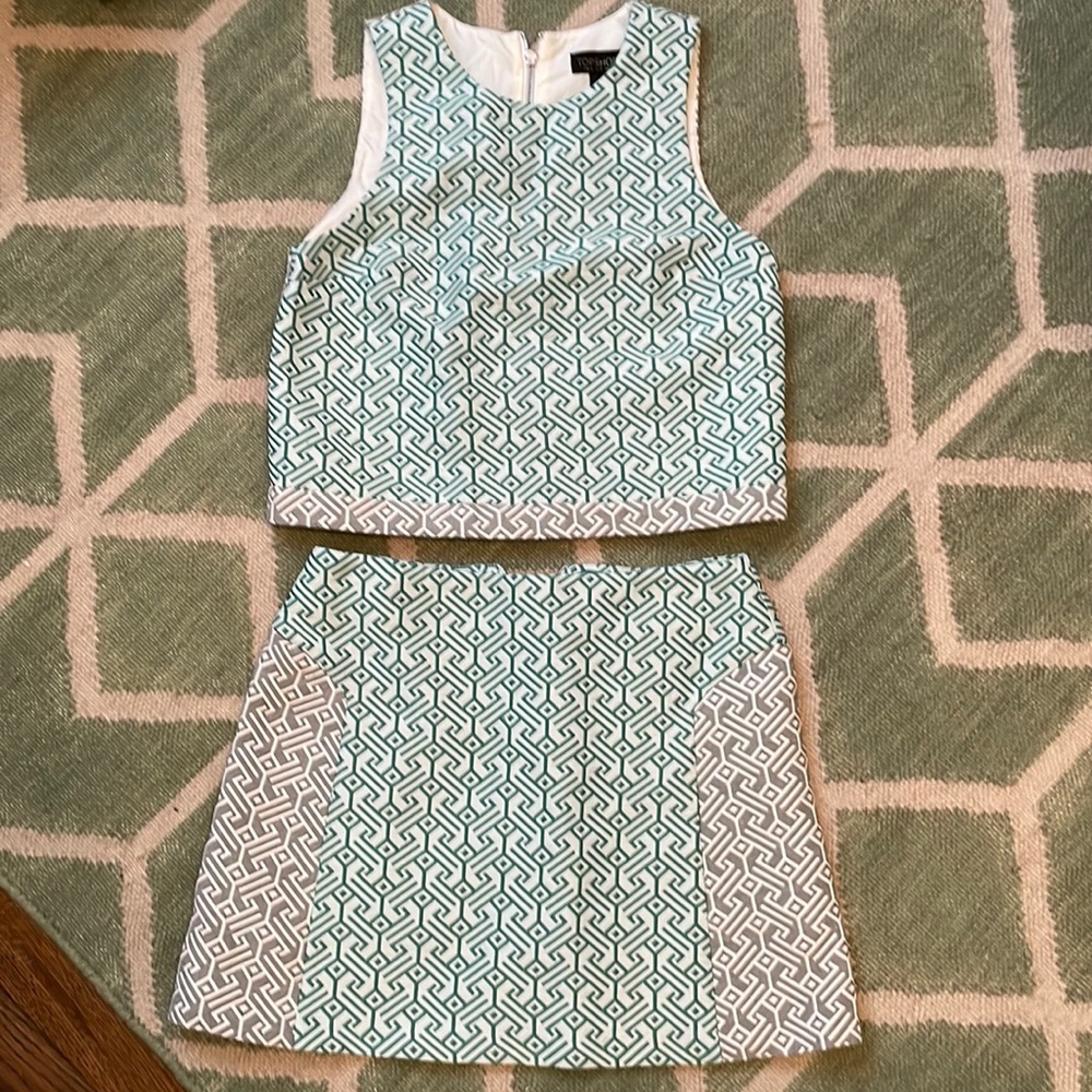 Topshop Green and White Skirt Set - Picture 1 of 4
